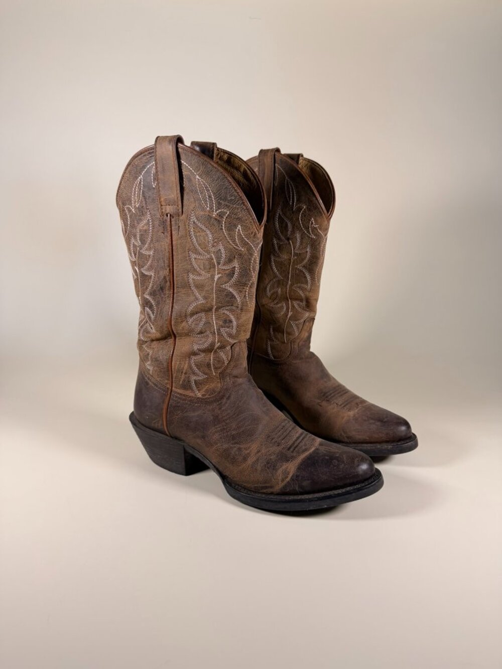 Shyanne Brown Distressed Leather Western Cowboy Boots Round Toe Sz 8